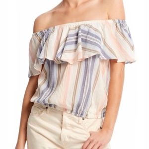 Michael Stars Jordy Off Shoulder Flounce Top L